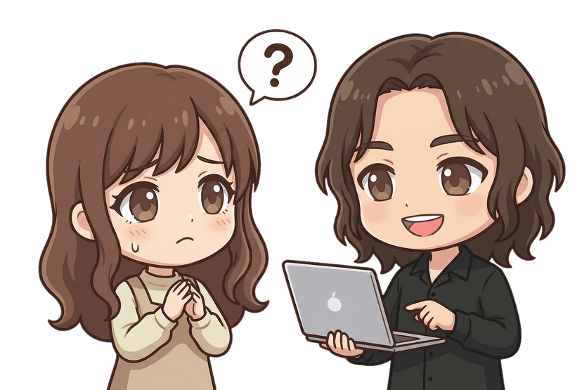 豊蔵と妻のイラスト